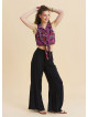 Black Wide Leg Trousers with Elasticated Waistband Pleats and Pockets 4860