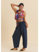 Adjustable Waist Anthracite Women's Bohemian Trousers with Drawstring Detail 4852