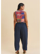 Adjustable Waist Anthracite Women's Bohemian Trousers with Drawstring Detail 4852