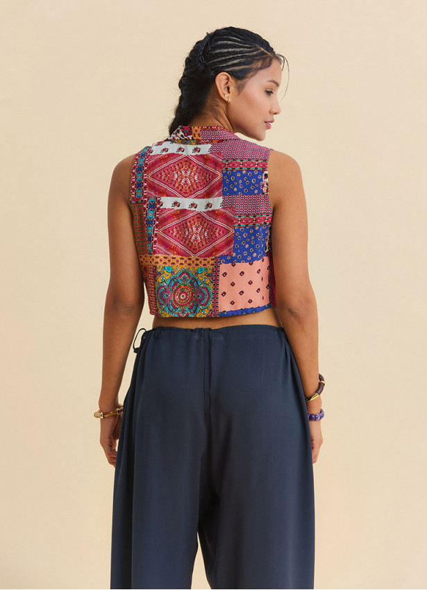 Adjustable Waist Anthracite Women's Bohemian Trousers with Drawstring Detail 4852