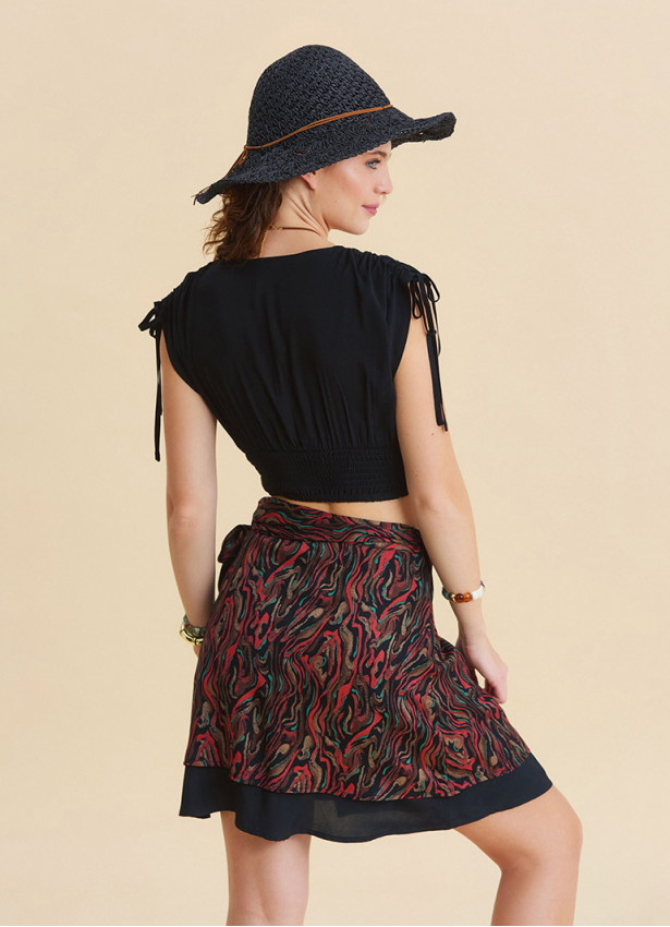 Double Layered Envelope Style Black Ethnic Skirt 4967