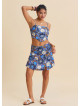 Adjustable Strap Blue Crop Top with Elastic Back 4940
