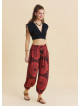 Fuchsia Women's Ethnic Trousers with Elasticated Waistband and Lace Up Detail  4841