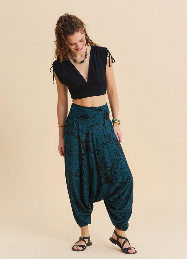 Drape Waist Elasticated Petrol Yoga Trousers 4850