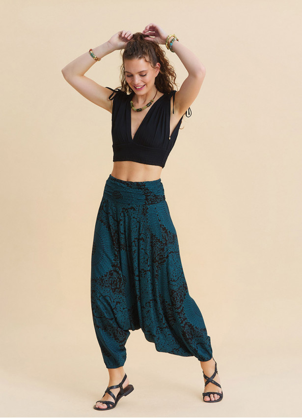 Drape Waist Elasticated Petrol Yoga Trousers 4850