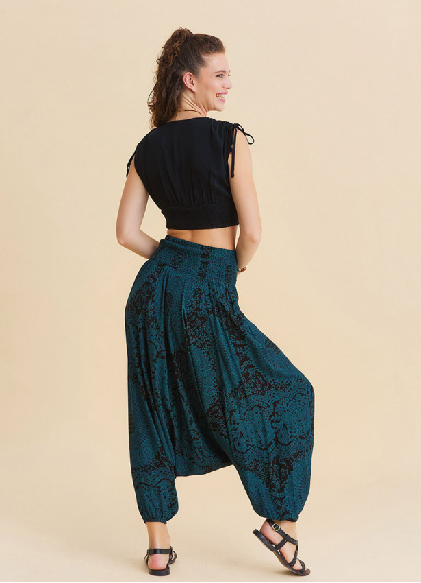 Drape Waist Elasticated Petrol Yoga Trousers 4850