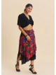 Elasticated Waist Double Layered Black Floral Skirt 4911