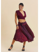 Gipe Detailed Belted Burgundy Summer Skirt 4903