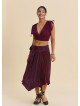 Gipe Detailed Belted Burgundy Summer Skirt 4903