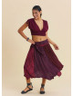 Gipe Detailed Belted Burgundy Summer Skirt 4903