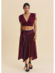 Gipe Detailed Belted Burgundy Summer Skirt 4903
