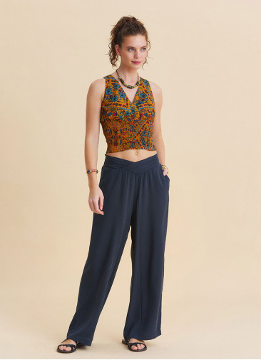 Cross Front Waistband Anthracite Yoga Trousers 4858