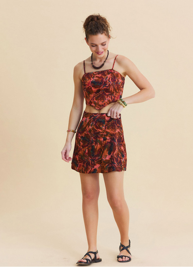 Adjustable Strap  Elastic Backed Coral Colored Ethnic Blouse 4936