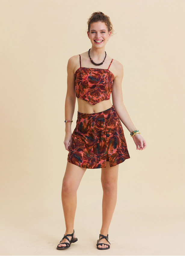 Adjustable Strap  Elastic Backed Coral Colored Ethnic Blouse 4936