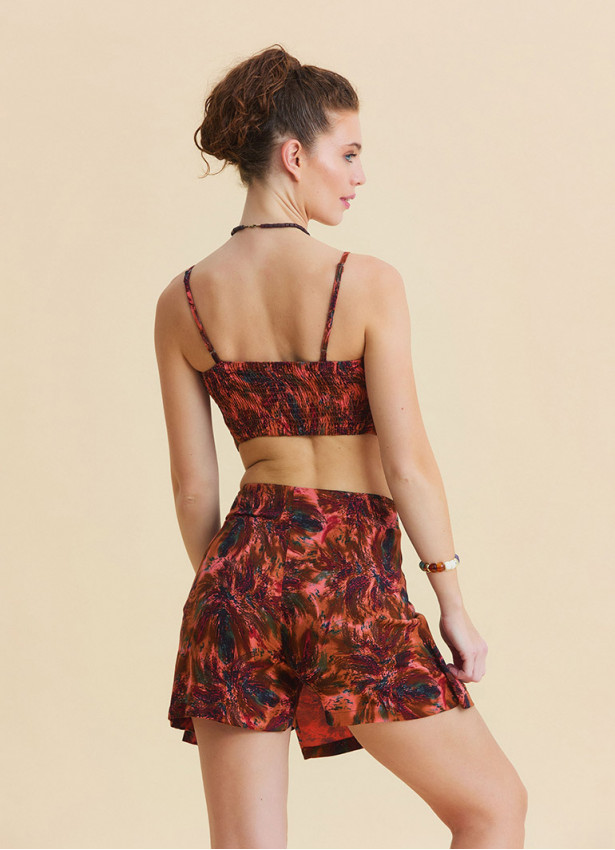 Adjustable Strap  Elastic Backed Coral Colored Ethnic Blouse 4936