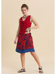 Double Layered Wrap Style Red Floral Skirt 4969