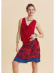 Double Layered Wrap Style Red Floral Skirt 4969