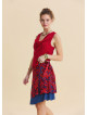 Double Layered Wrap Style Red Floral Skirt 4969