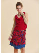 Double Layered Wrap Style Red Floral Skirt 4969
