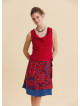 Double Layered Wrap Style Red Floral Skirt 4969
