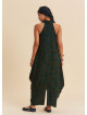Asymmetrical Cut Green Authentic Dress with Open Collar 4803
