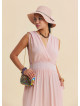 Pink Daily Dress with Cross Over Neckline and Elasticated Waist 4807
