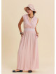 Pink Daily Dress with Cross Over Neckline and Elasticated Waist 4807