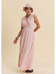 Pink Daily Dress with Cross Over Neckline and Elasticated Waist 4807