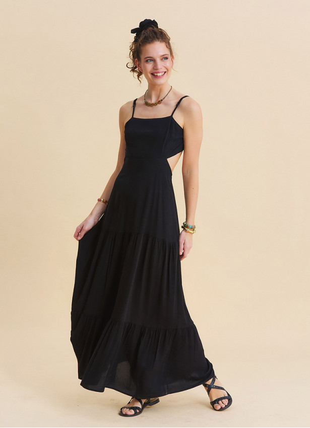 Black Strappy Backless Everyday Dress 4837