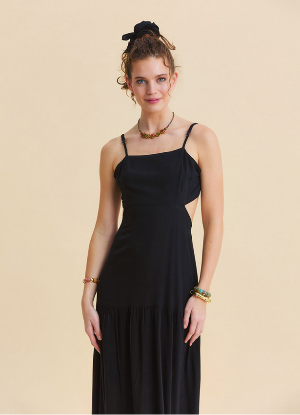 Black Strappy Backless Everyday Dress 4837