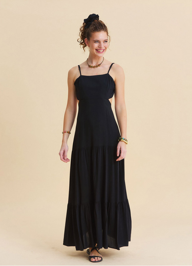 Black Strappy Backless Everyday Dress 4837