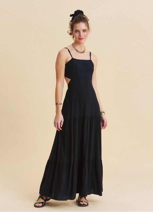 Black Strappy Backless Everyday Dress 4837