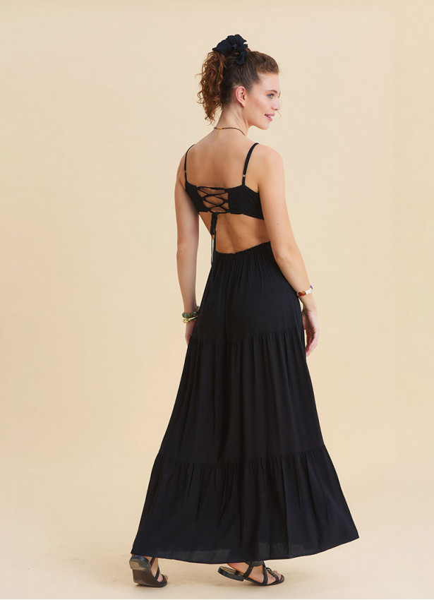 Black Strappy Backless Everyday Dress 4837