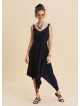 Black Summer Dress with Straps and Elasticated Waist 4815