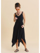 Black Summer Dress with Straps and Elasticated Waist 4815