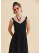 Black Summer Dress with Straps and Elasticated Waist 4815