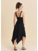 Black Summer Dress with Straps and Elasticated Waist 4815