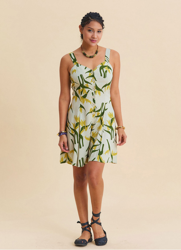 Anita Womens Ethnic Jumpsuit with Thin Straps and Button Details 4878