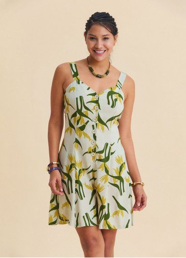 Anita Womens Ethnic Jumpsuit with Thin Straps and Button Details 4878