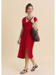 V Neck Backless Red Summer Dress 4794