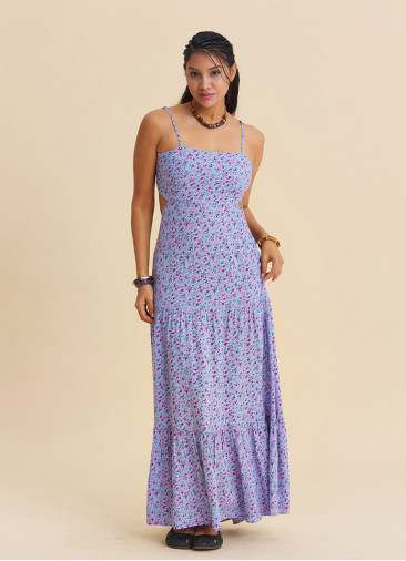 Strappy Backless Lilac Floral Dress 4838