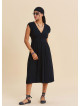 V Neck Backless Black Everyday Dress 4795