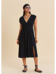 V Neck Backless Black Everyday Dress 4795