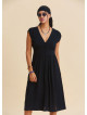 V Neck Backless Black Everyday Dress 4795