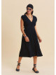 V Neck Backless Black Everyday Dress 4795