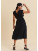 V Neck Backless Black Everyday Dress 4795