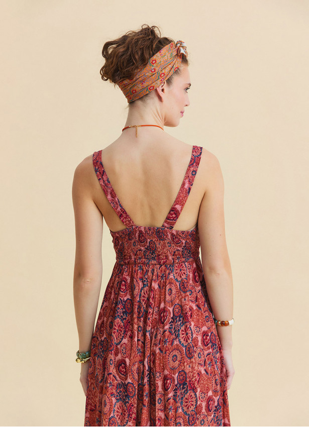 Strapless Elasticated Waist Reyna Patterned Ethnic Dress 4817