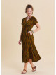 V Neck Slit Front Tie Front Khaki Maxi Dress  4959