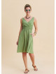 V Neck Strapless Elasticated Waist Green Robe Dress 4833