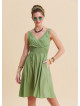 V Neck Strapless Elasticated Waist Green Robe Dress 4833